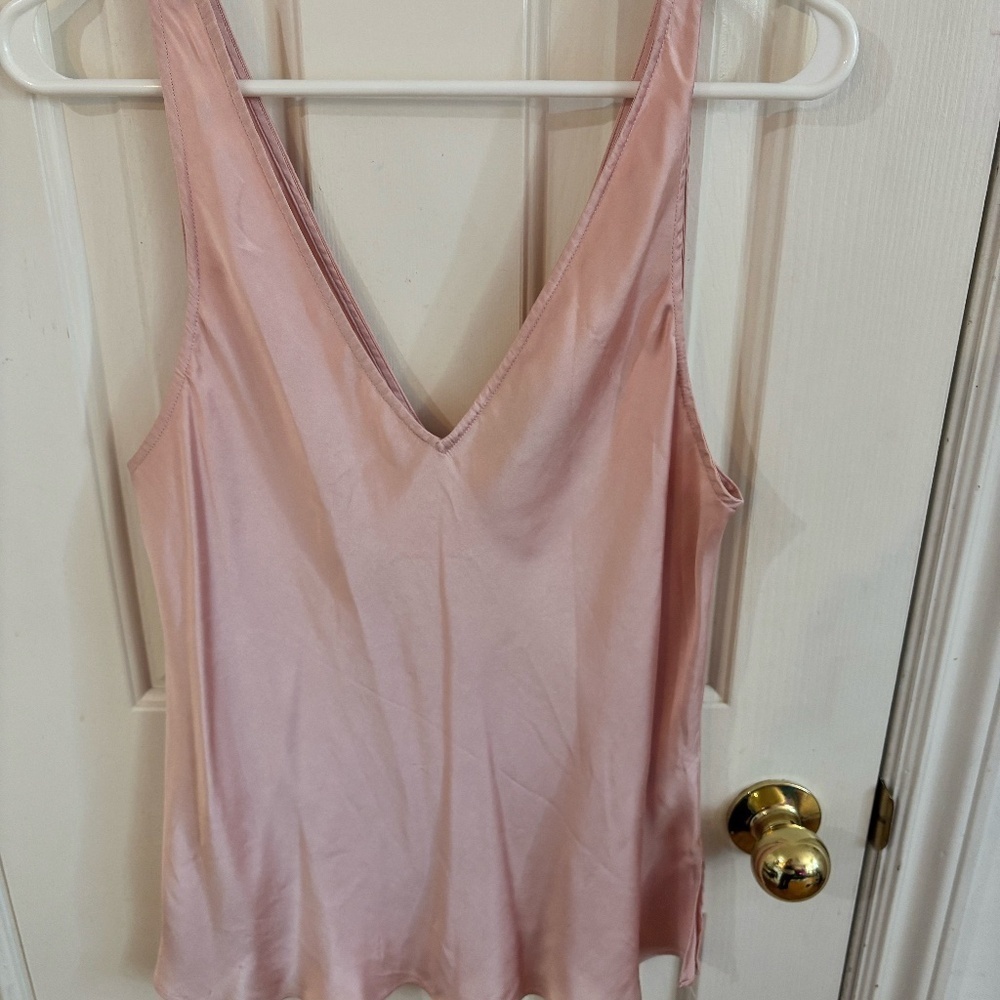 Baby pink Screw silk tank top * read description